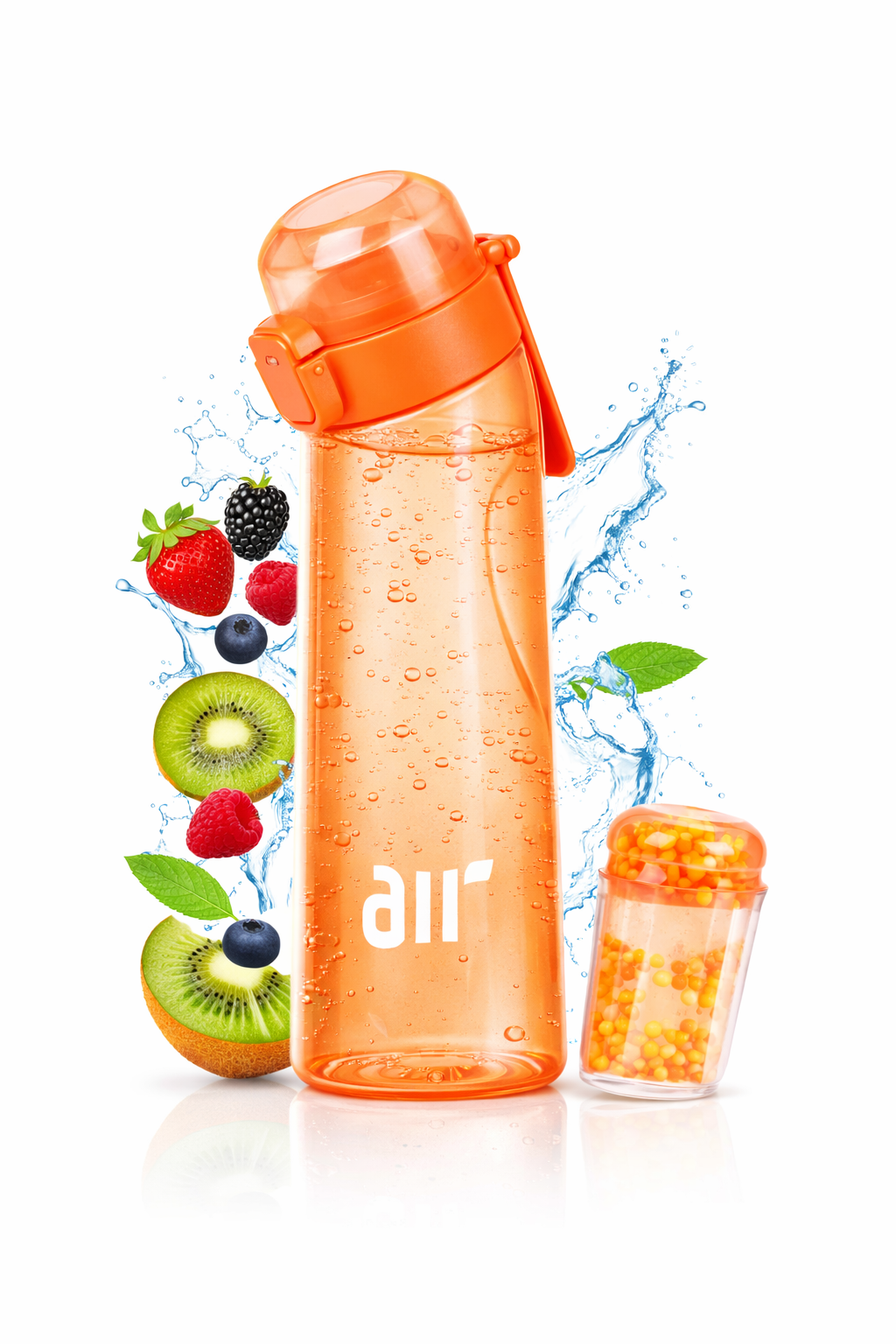 Pink Velocity- Gourde aromatisante “Air” 0,8 L – Paille anti-fuite + 1 dosette de saveur Mystère